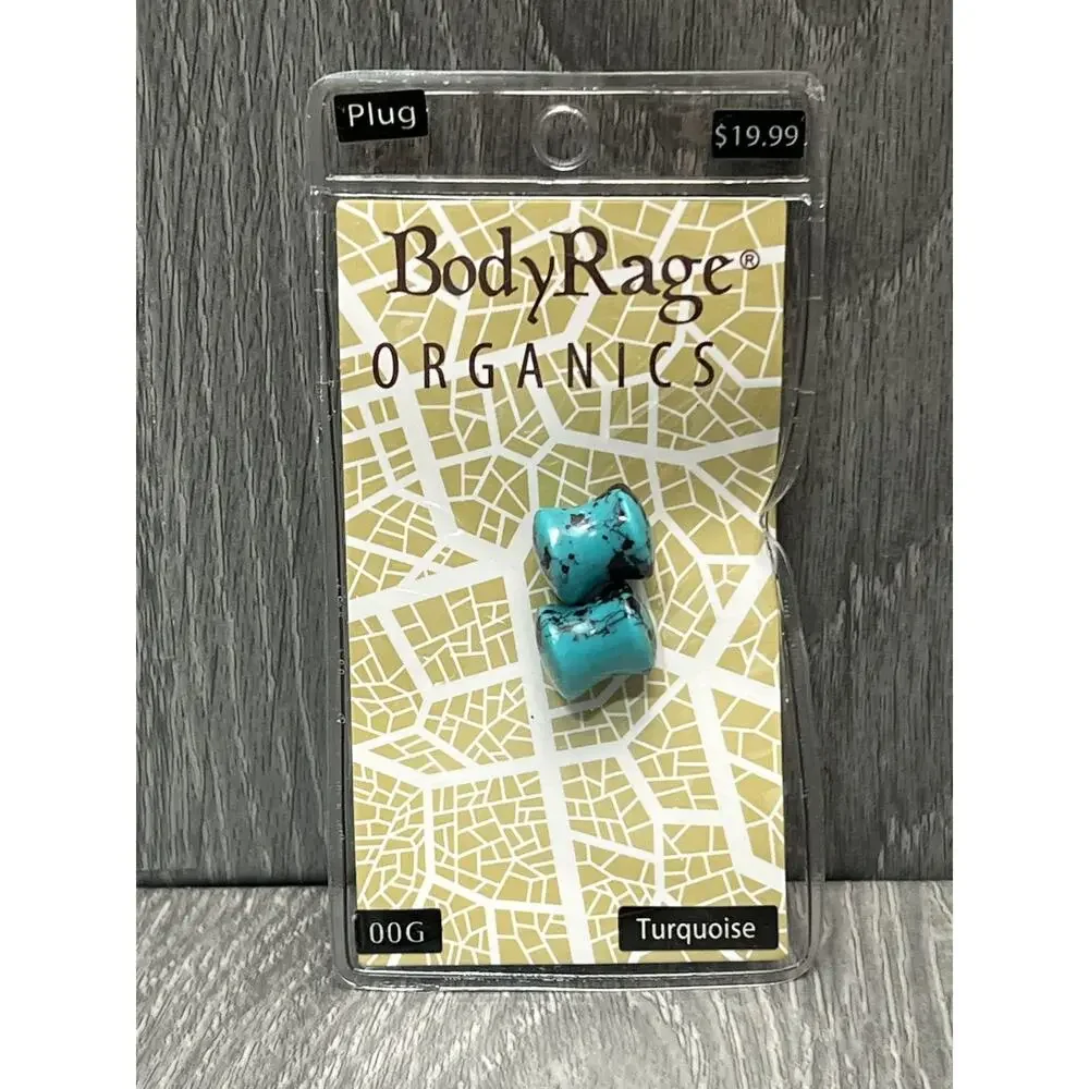 BodyRage Organics Turquoise Plug 00G Wood Ear‎ Gauges